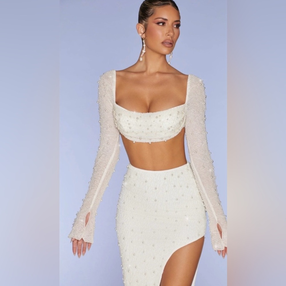 Oh Polly White Beaded two-piece set